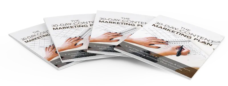 eCover representing 30 Days Content Marketing Plan eBooks & Reports with Master Resell Rights