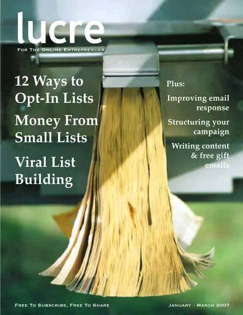 eCover representing Lucre Magazine eBooks & Reports with Resell Rights