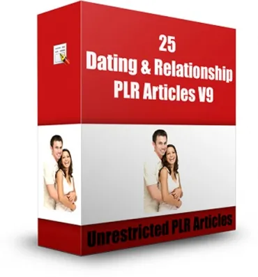 eCover representing 25 Dating & Relationship PLR Articles V9  with Private Label Rights