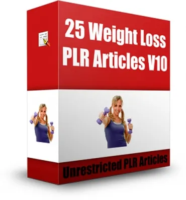 eCover representing 25 Weight Loss PLR Articles V10  with Private Label Rights