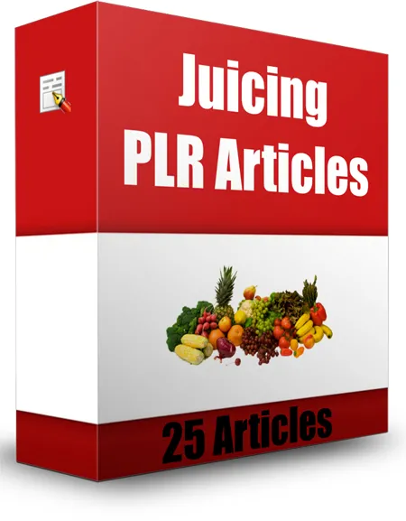 eCover representing 25 Juicing PLR Articles  with Private Label Rights
