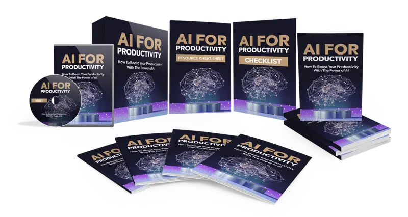 eCover representing AI for Productivity Video Upgrade Videos, Tutorials & Courses with Master Resell Rights