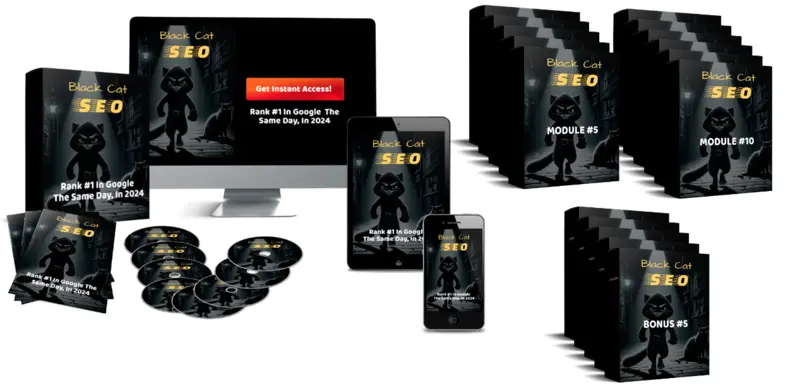 eCover representing Black Cat SEO Videos, Tutorials & Courses with Master Resell Rights