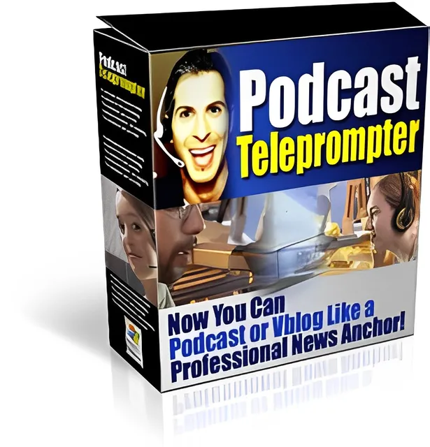 eCover representing PodCast Teleprompter Software & Scripts with Master Resell Rights
