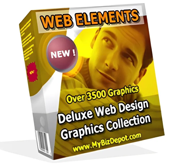eCover representing Web Elements Deluxe Web Design Graphics Collection  with Master Resell Rights
