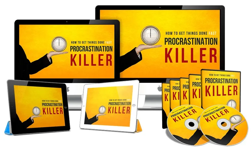 eCover representing Procrastination Killer Video Upgrade Videos, Tutorials & Courses with Master Resell Rights