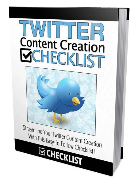 eCover representing Twitter Content Creation Checklist eBooks & Reports with Master Resell Rights