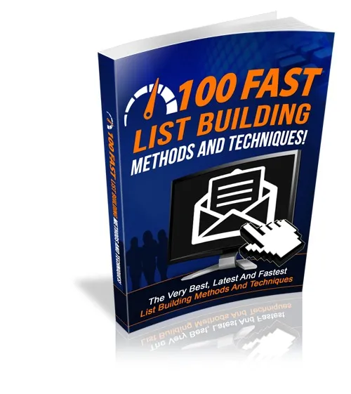 eCover representing 100 Fast List Building Methods And Techniques eBooks & Reports with Master Resell Rights
