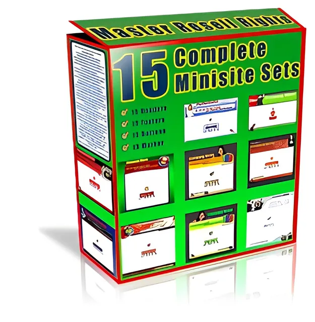eCover representing 15 Complete Minisite Sets  with Master Resell Rights