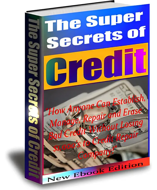 eCover representing The Super Secrets Of Credit eBooks & Reports with Private Label Rights