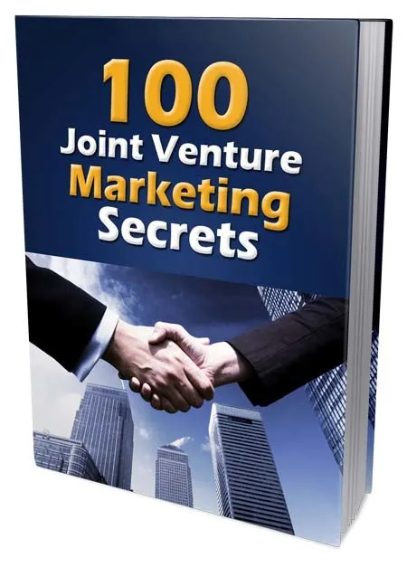 eCover representing 100 Joint Venture Marketing Secrets eBooks & Reports with Master Resell Rights