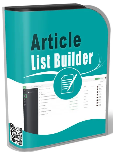eCover representing Article List Builder  with Master Resell Rights