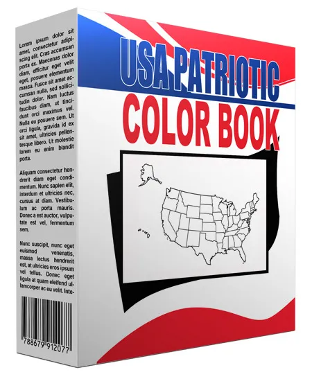 eCover representing USA Patriotic Printables Coloring Book eBooks & Reports with Master Resell Rights