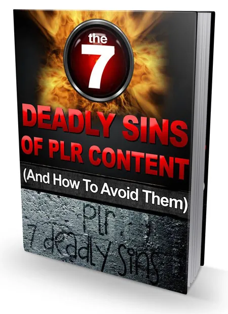 eCover representing Seven Deadly Sins Of PLR Content eBooks & Reports with Personal Use Rights