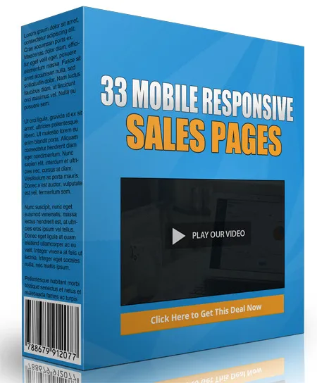 eCover representing 33 Mobile Responsive Sales Pages Templates & Themes with Personal Use Rights