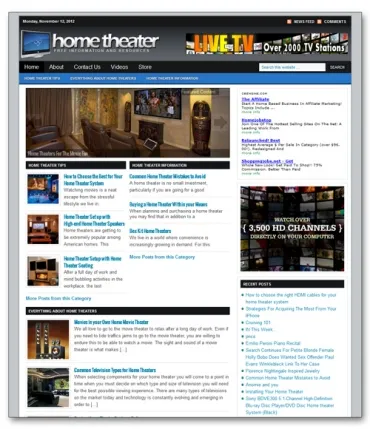 eCover representing Home Theater Niche Blog  with Private Label Rights