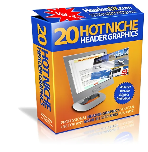 eCover representing 20 Hot Niche Header Graphics  with Master Resell Rights