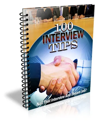 eCover representing 100 Interview Tips eBooks & Reports with Master Resell Rights