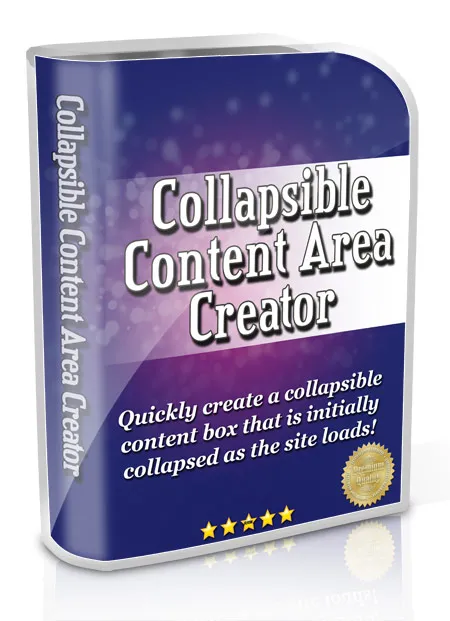 eCover representing Collapsible Content Area Creator Videos, Tutorials & Courses with Master Resell Rights