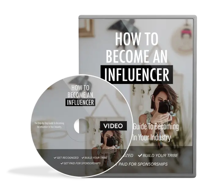 eCover representing How To Become An Influencer Video Upgrade Videos, Tutorials & Courses with Master Resell Rights