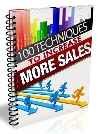 eCover representing 100 Techniques to Increase More Sales eBooks & Reports with Master Resell Rights