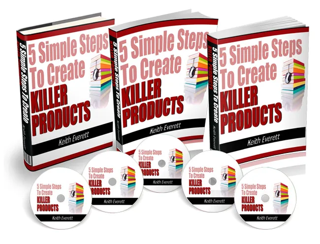 eCover representing 5 Simple Steps To Create Killer Products eBooks & Reports/Videos, Tutorials & Courses with Master Resell Rights