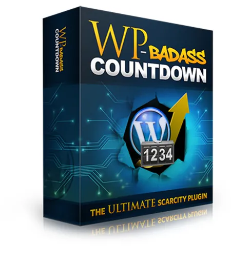 eCover representing WP BadAss Countdown Plugin  with Master Resell Rights