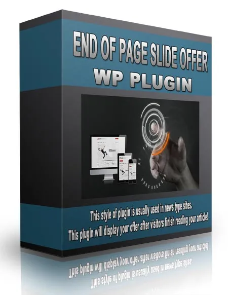 eCover representing End Of Page Slide Offer WP Plugin  with Personal Use Rights