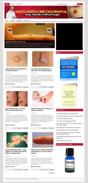 eCover representing Moles, Warts and Skin Removal PLR Niche Blog  with Private Label Rights