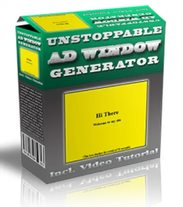 eCover representing Unstoppable Ad Window Generator Videos, Tutorials & Courses with Personal Use Rights