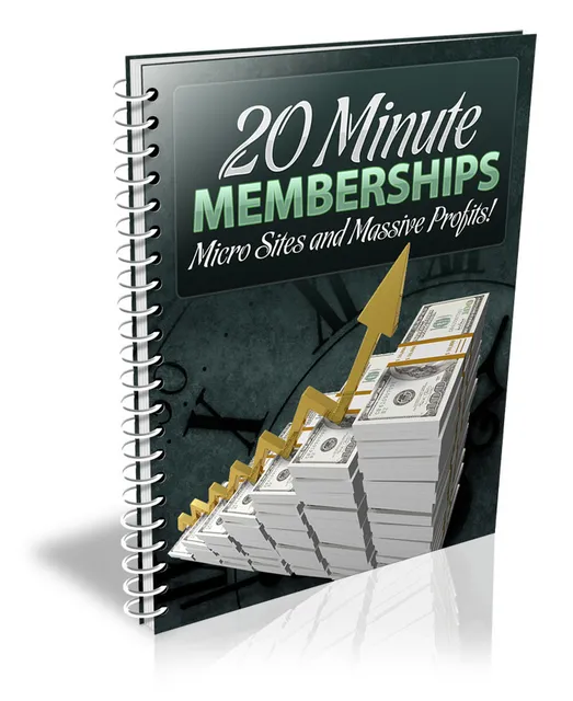 eCover representing 20 Minute Memberships eBooks & Reports with Private Label Rights
