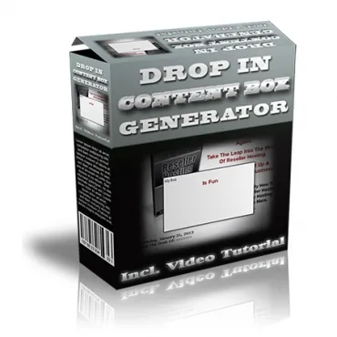 eCover representing Drop In Content Box Generator Videos, Tutorials & Courses with Personal Use Rights