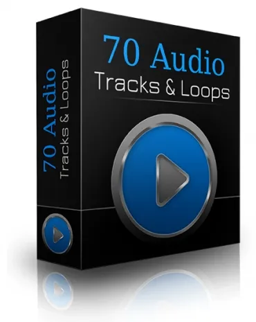 eCover representing 70 Audio Tracks & Loops Audio & Music with Private Label Rights