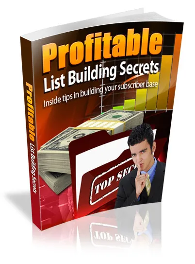 eCover representing Profitable List Building Secrets eBooks & Reports with Master Resell Rights