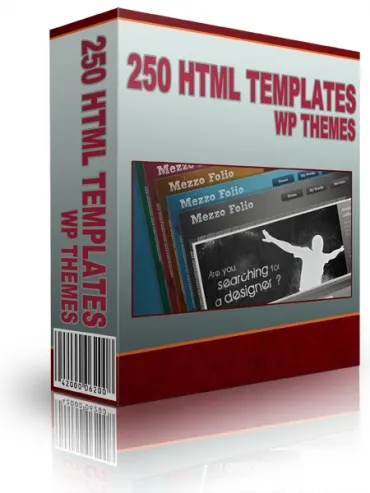 eCover representing 250 HTML Templates WP Themes and Graphics  with Master Resell Rights