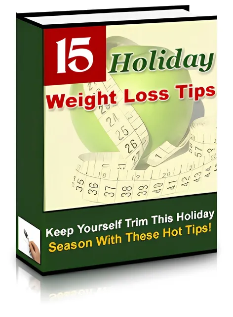 eCover representing 15 Holiday Weight Loss Tips eBooks & Reports with Private Label Rights